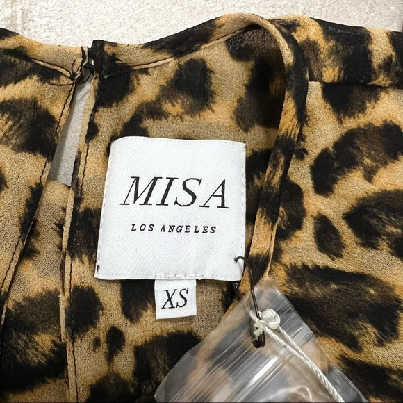 MISA Los Angeles Katia Leopard Print Ruffle Long Sleeve Mini Dress Size XS. NEW - Picture 9 of 16